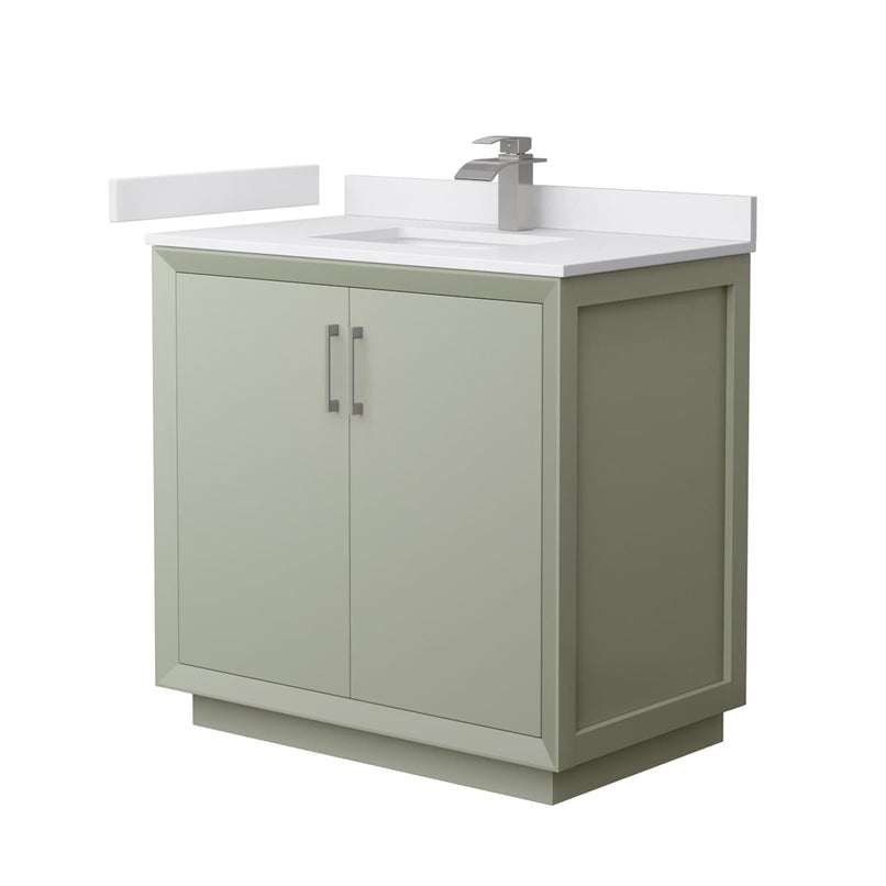 Strada 36" Free Standing Single Basin Vanity Set with Cabinet and Cultured Marble Vanity Top - image 1
