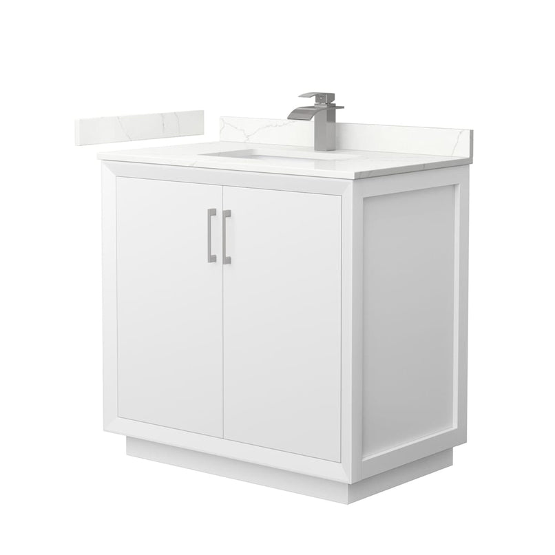 Strada 36" Free Standing Single Basin Vanity Set with Cabinet and Quartz Vanity Top - image 1
