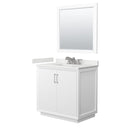 Strada 36" Free Standing Single Basin Vanity Set with Cabinet, Quartz Vanity Top, and Framed Mirror - image 1