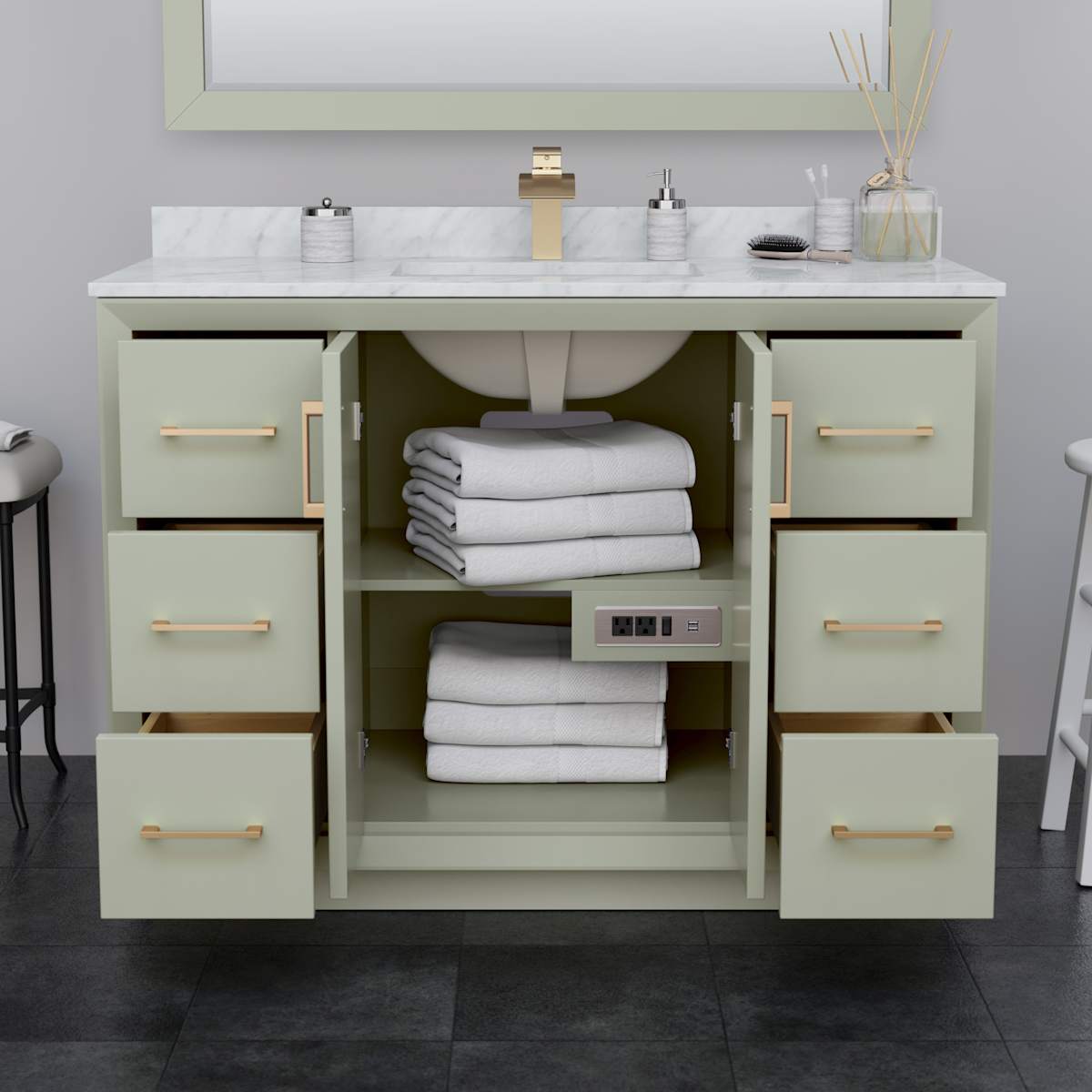 Strada 47" Single Free Standing Vanity Cabinet Only - Less Vanity Top