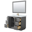 Strada 48" Free Standing Single Basin Vanity Set with Cabinet, Marble Vanity Top, and Framed Mirror - image 9