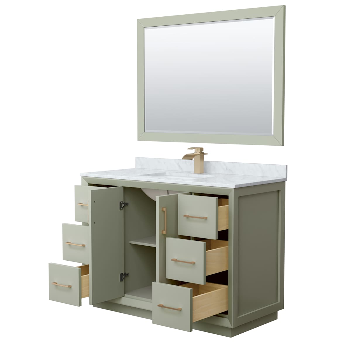 Strada 48" Free Standing Single Basin Vanity Set with Cabinet, Marble Vanity Top, and Framed Mirror - image 13
