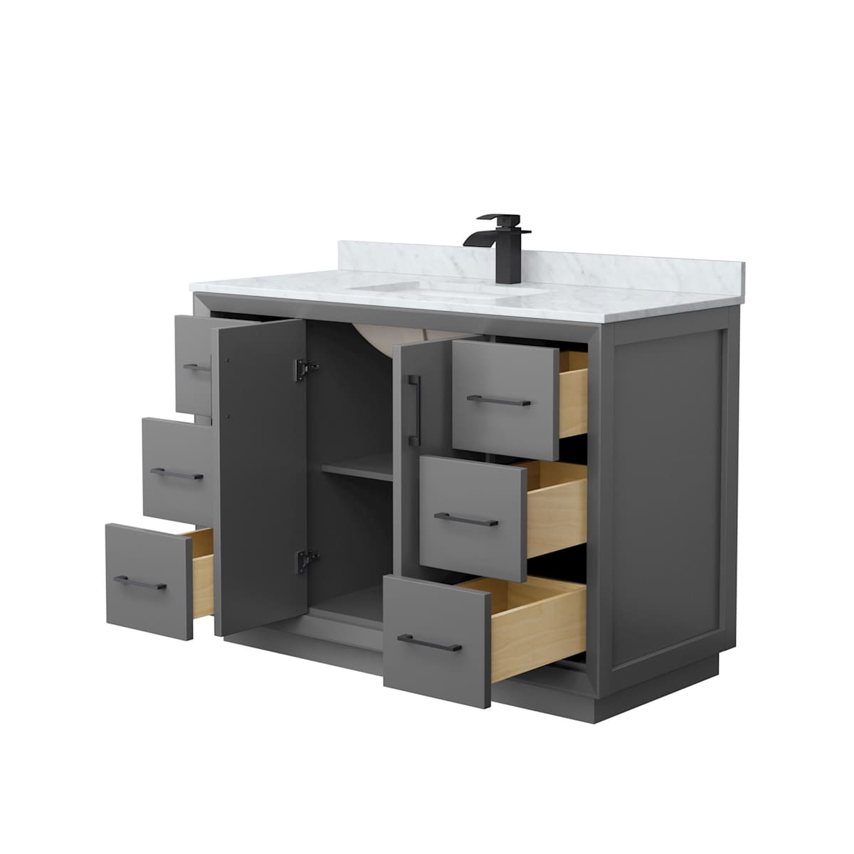 Strada 48" Free Standing Single Basin Vanity Set with Cabinet and Marble Vanity Top