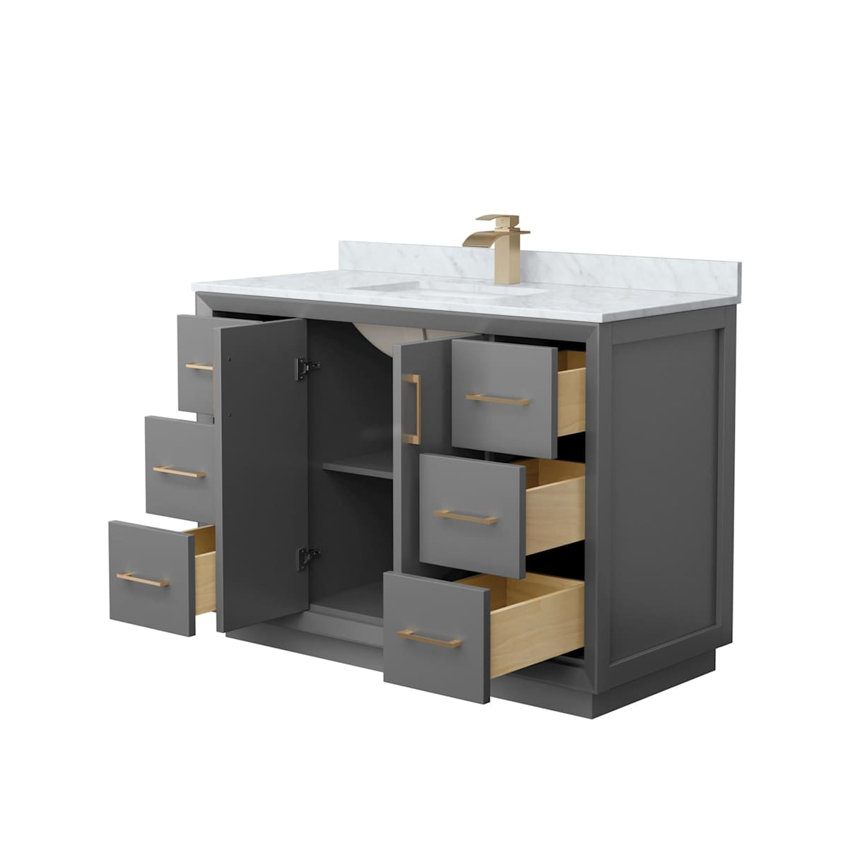 Strada 48" Free Standing Single Basin Vanity Set with Cabinet and Marble Vanity Top - image 8