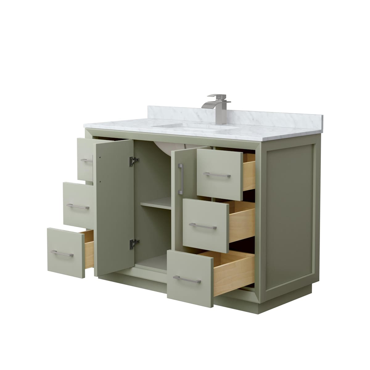 Strada 48" Free Standing Single Basin Vanity Set with Cabinet and Marble Vanity Top