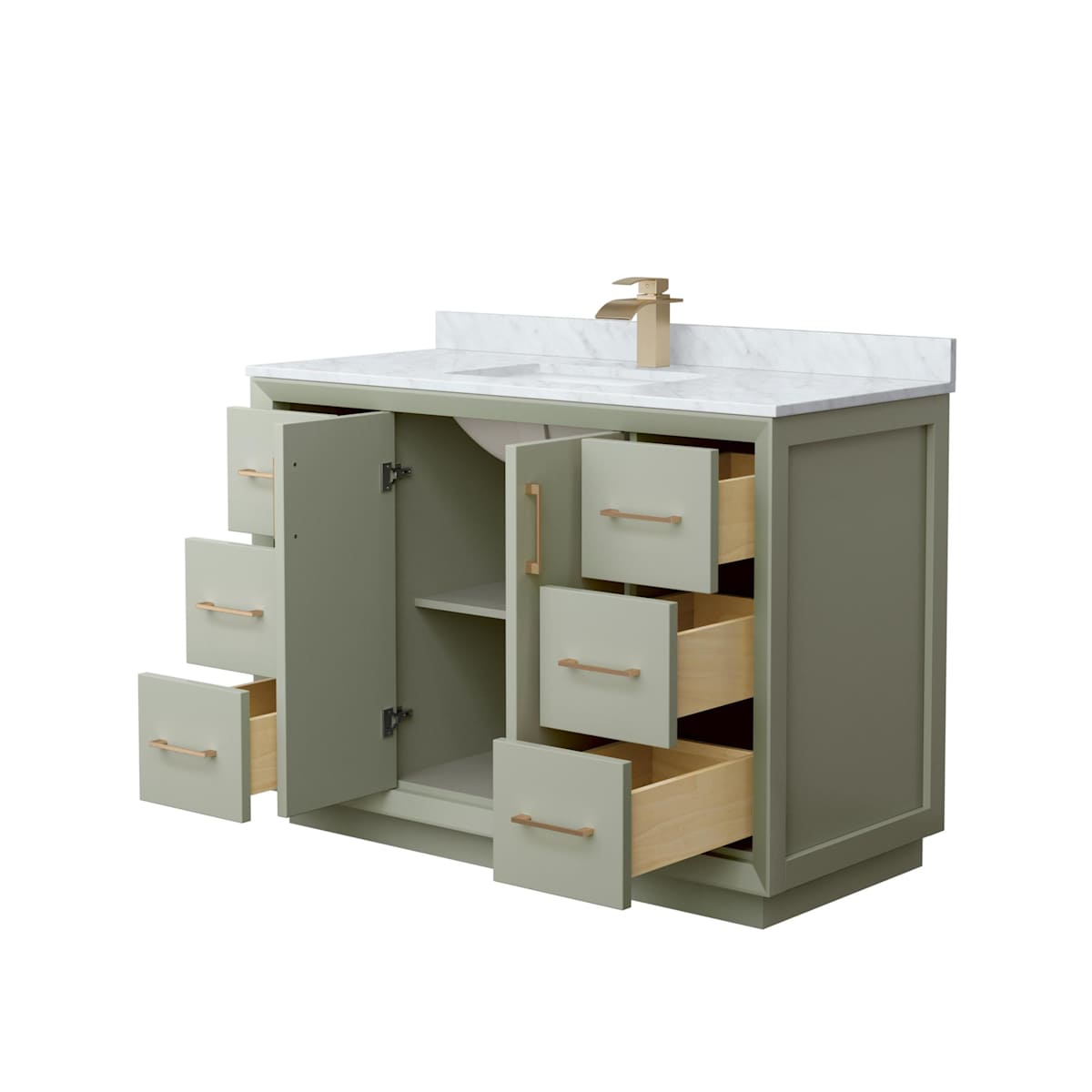 Strada 48" Free Standing Single Basin Vanity Set with Cabinet and Marble Vanity Top