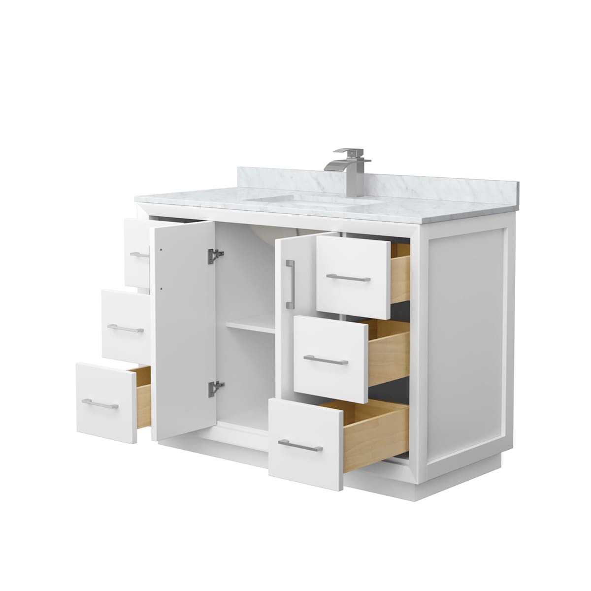 Strada 48" Free Standing Single Basin Vanity Set with Cabinet and Marble Vanity Top