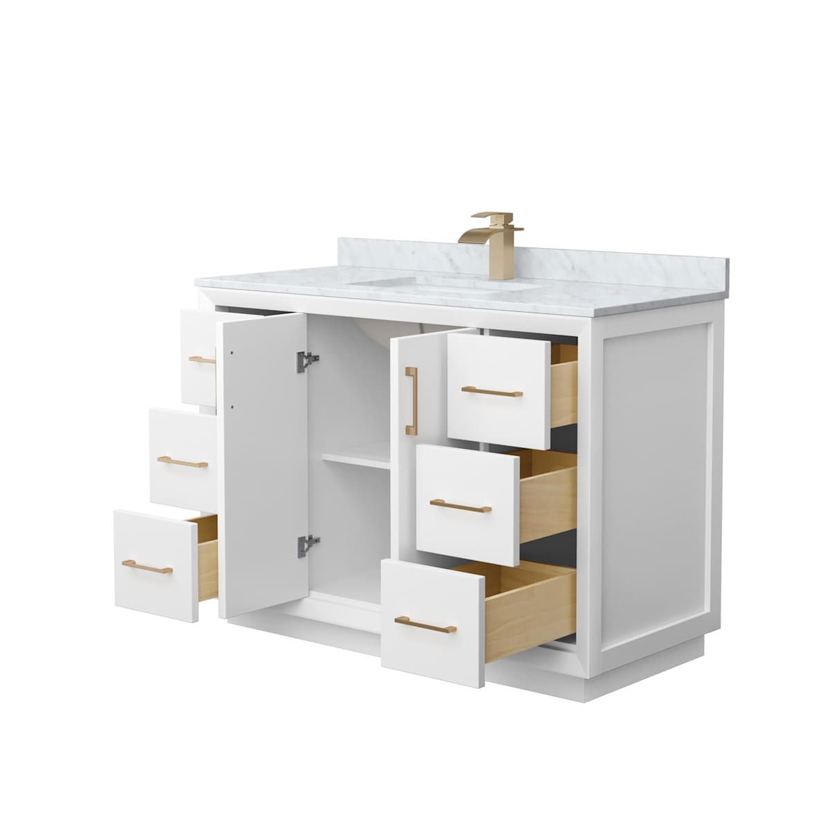 Strada 48" Free Standing Single Basin Vanity Set with Cabinet and Marble Vanity Top - image 14