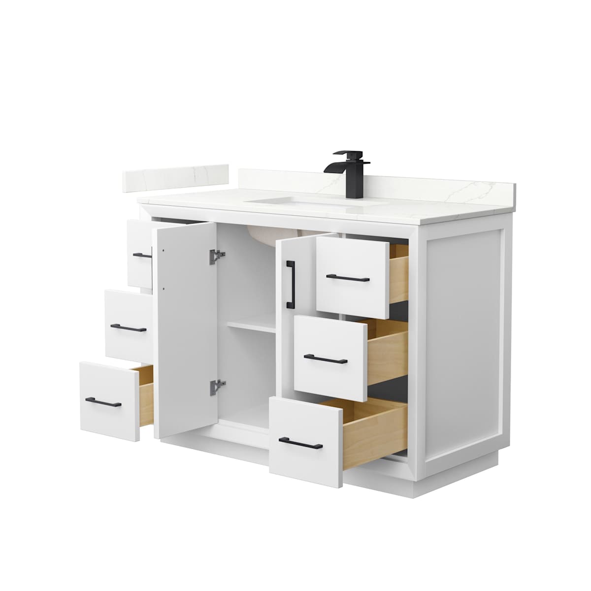 Strada 48" Free Standing Single Basin Vanity Set with Cabinet and Quartz Vanity Top