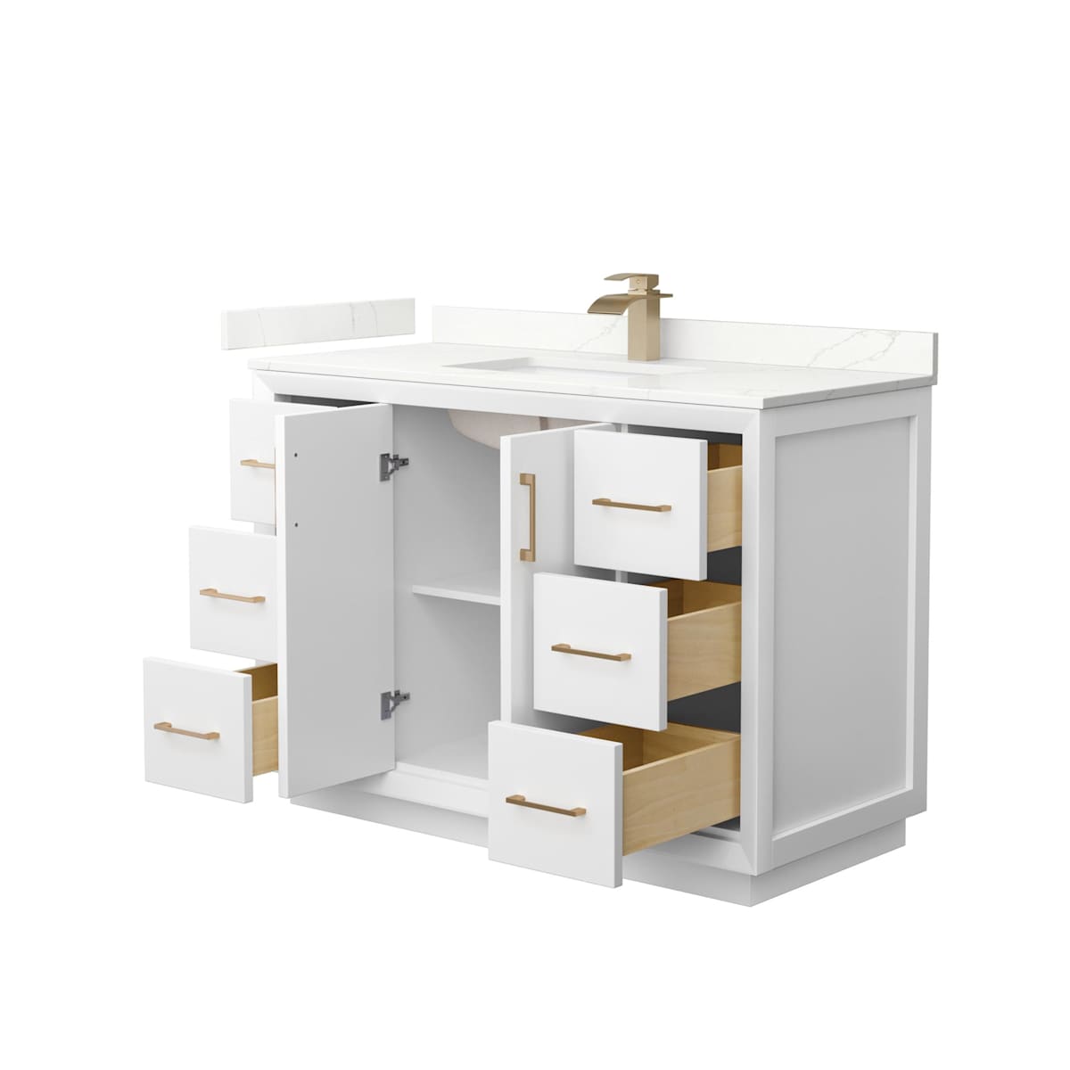 Strada 48" Free Standing Single Basin Vanity Set with Cabinet and Quartz Vanity Top