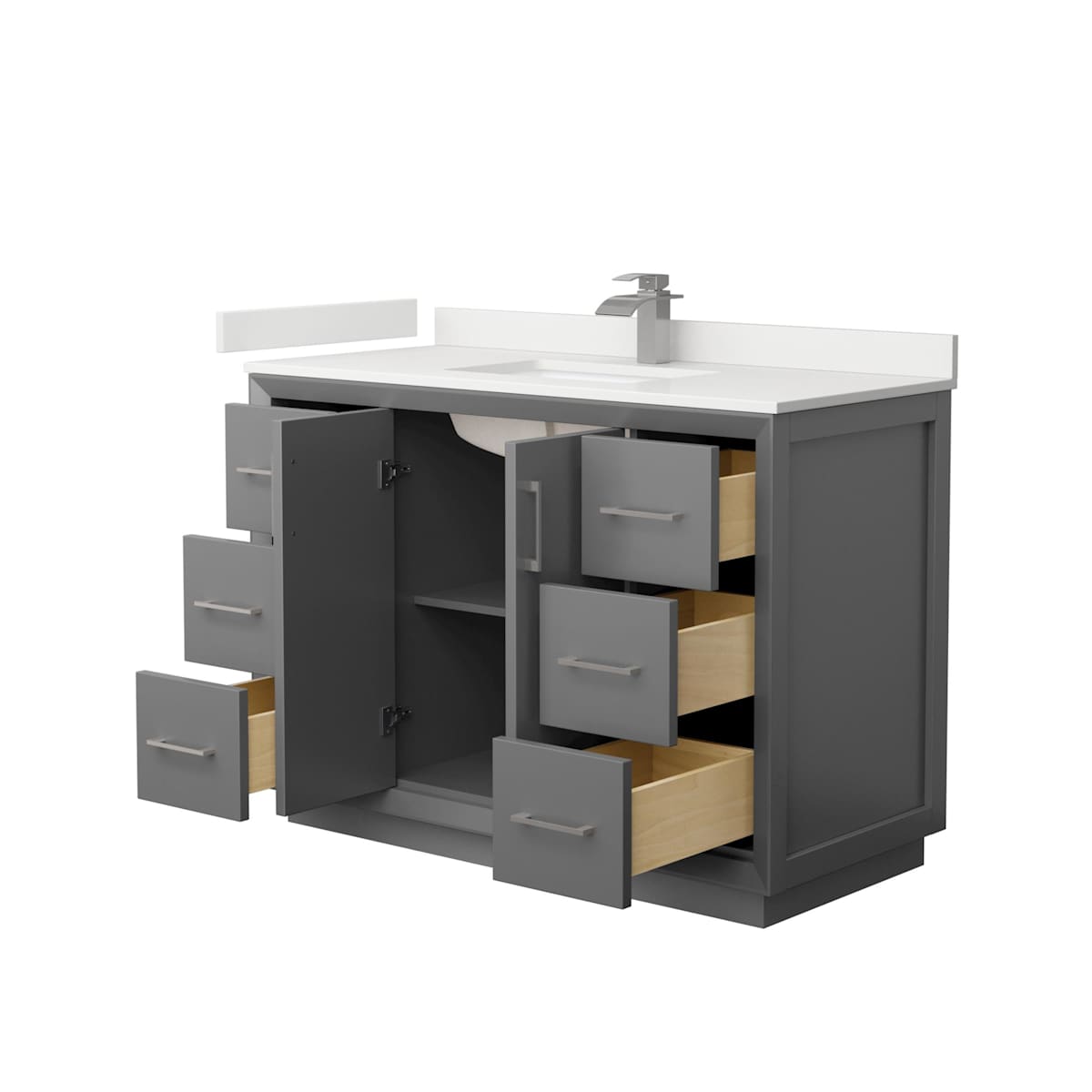 Strada 48" Free Standing Single Basin Vanity Set with Cabinet and Quartz Vanity Top - image 13
