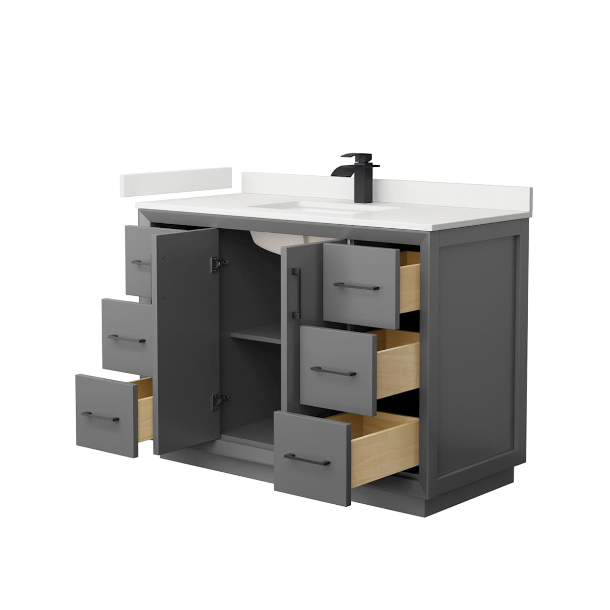 Strada 48" Free Standing Single Basin Vanity Set with Cabinet and Quartz Vanity Top - image 15