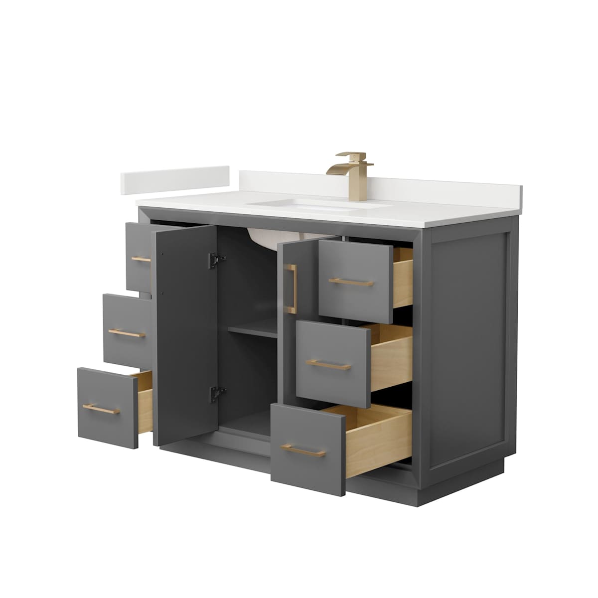 Strada 48" Free Standing Single Basin Vanity Set with Cabinet and Quartz Vanity Top - image 17