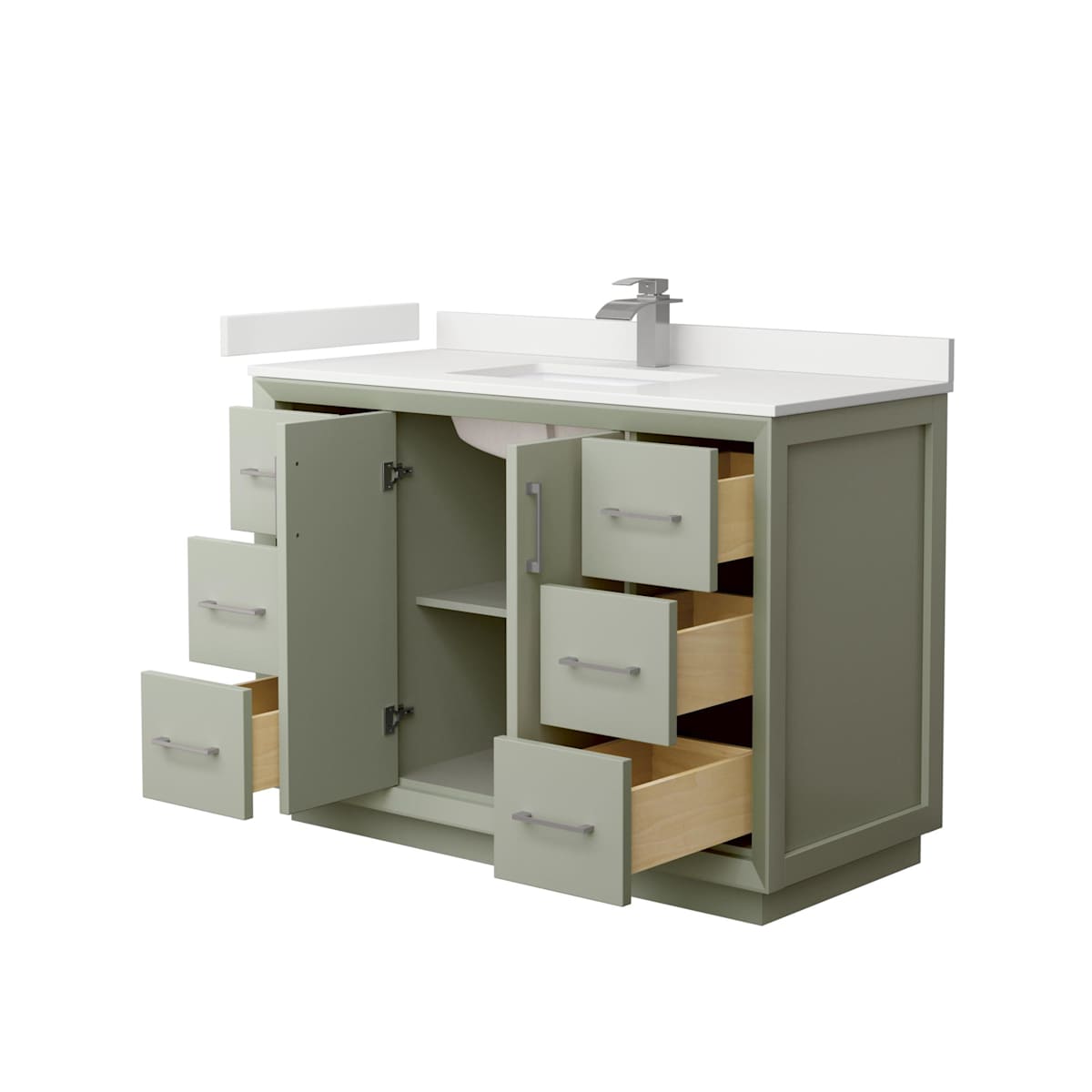 Strada 48" Free Standing Single Basin Vanity Set with Cabinet and Quartz Vanity Top - image 18