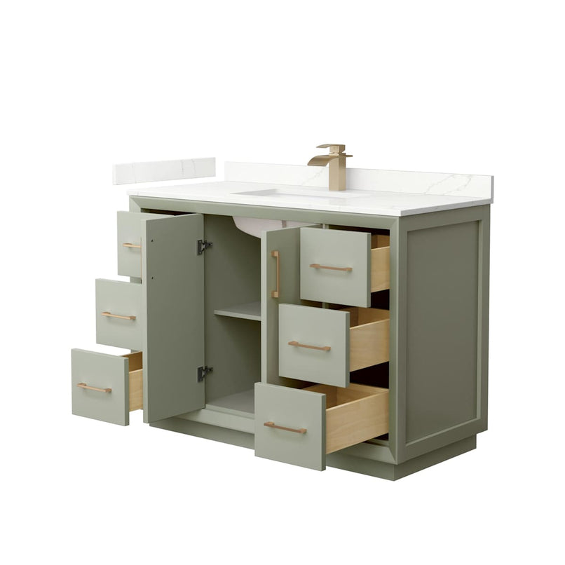 Strada 48" Free Standing Single Basin Vanity Set with Cabinet and Quartz Vanity Top - image 21