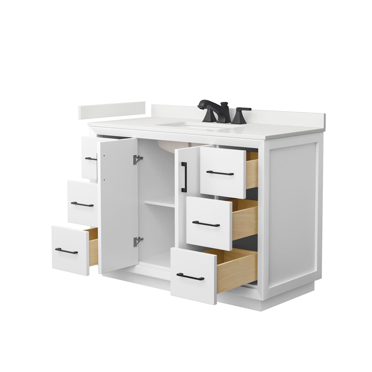 Strada 48" Free Standing Single Basin Vanity Set with Cabinet and Quartz Vanity Top