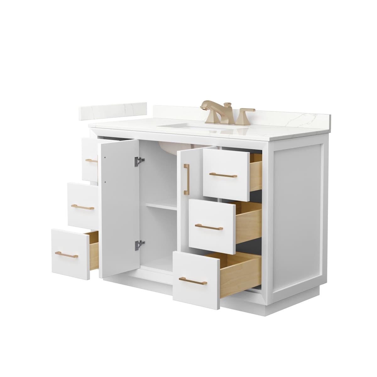 Strada 48" Free Standing Single Basin Vanity Set with Cabinet and Quartz Vanity Top
