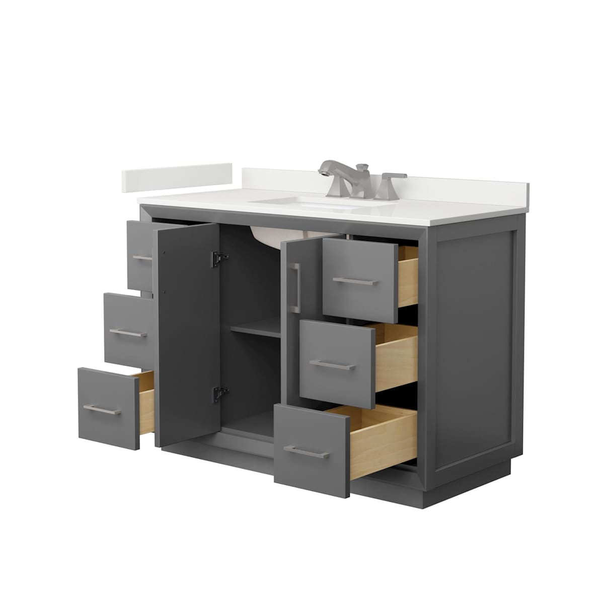 Strada 48" Free Standing Single Basin Vanity Set with Cabinet and Quartz Vanity Top - image 12