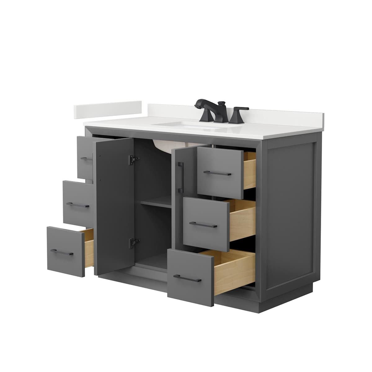 Strada 48" Free Standing Single Basin Vanity Set with Cabinet and Quartz Vanity Top - image 14