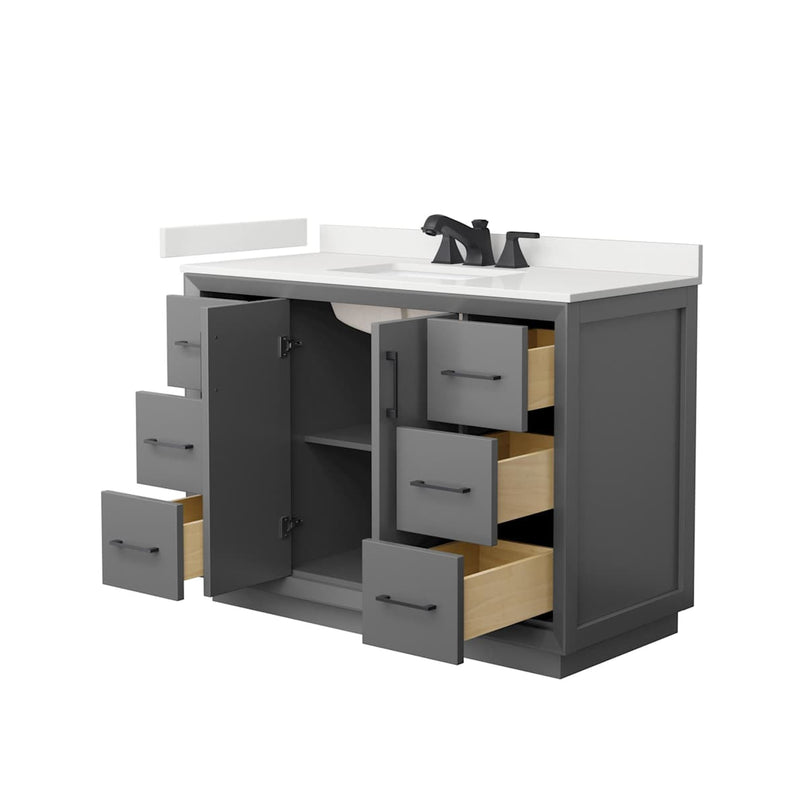 Strada 48" Free Standing Single Basin Vanity Set with Cabinet and Quartz Vanity Top - image 14