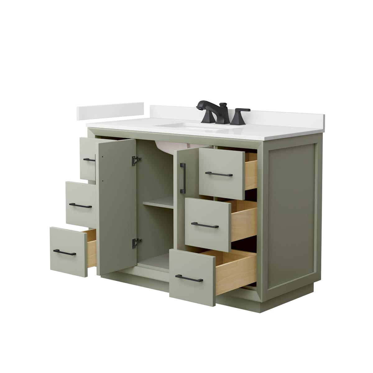 Strada 48" Free Standing Single Basin Vanity Set with Cabinet and Quartz Vanity Top - image 19