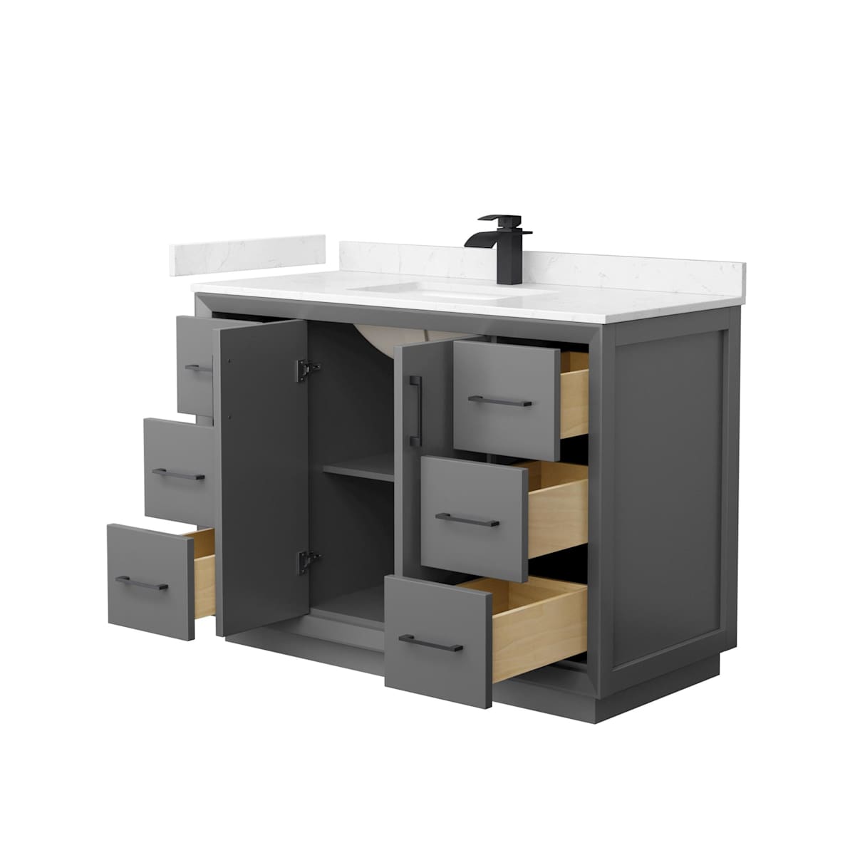 Strada 48" Free Standing Single Basin Vanity Set with Cabinet and Cultured Marble Vanity Top