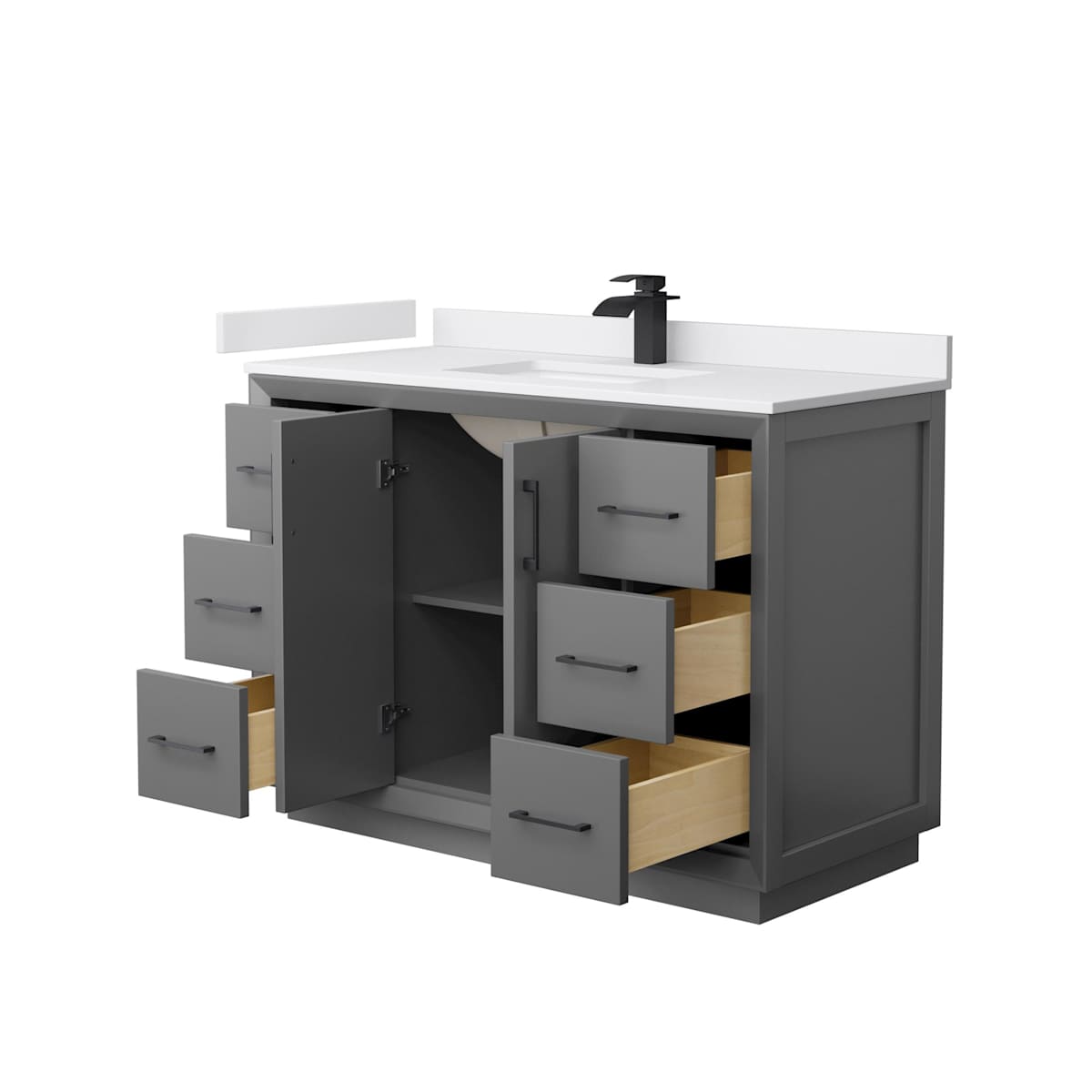 Strada 48" Free Standing Single Basin Vanity Set with Cabinet and Cultured Marble Vanity Top