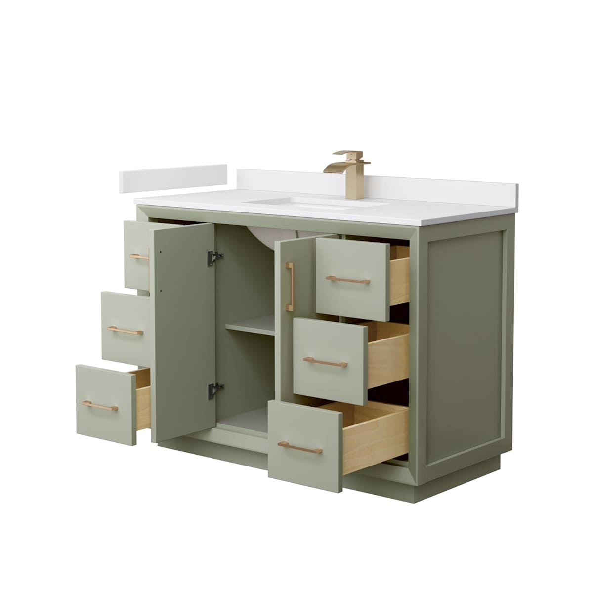 Strada 48" Free Standing Single Basin Vanity Set with Cabinet and Cultured Marble Vanity Top - image 16