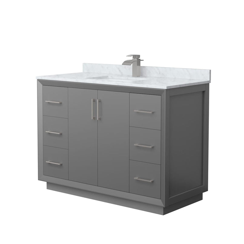 Strada 48" Free Standing Single Basin Vanity Set with Cabinet and Marble Vanity Top - image 1
