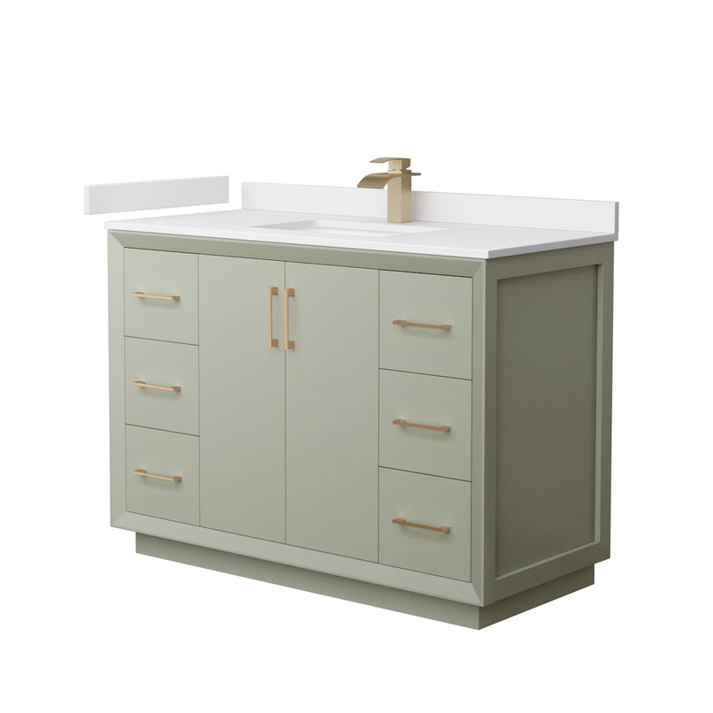 Strada 48" Free Standing Single Basin Vanity Set with Cabinet and Cultured Marble Vanity Top - image 1