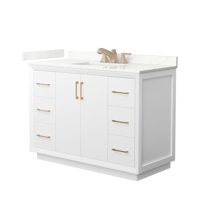 Strada 48" Free Standing Single Basin Vanity Set with Cabinet and Quartz Vanity Top - image 1