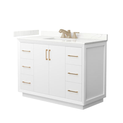 Strada 48" Free Standing Single Basin Vanity Set with Cabinet and Quartz Vanity Top - image 1