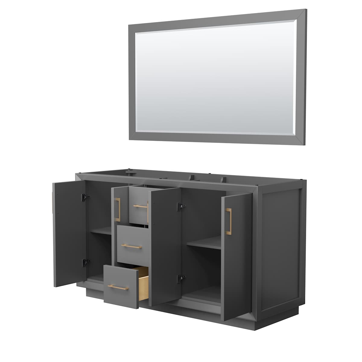 Strada 59" Double Free Standing Vanity Cabinet - Less Vanity Top - image 8