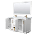 Strada 60" Free Standing Double Basin Vanity Set with Cabinet, Marble Vanity Top, and Framed Mirror - image 17
