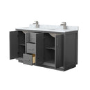 Strada 60" Free Standing Double Basin Vanity Set with Cabinet and Marble Vanity Top - image 2