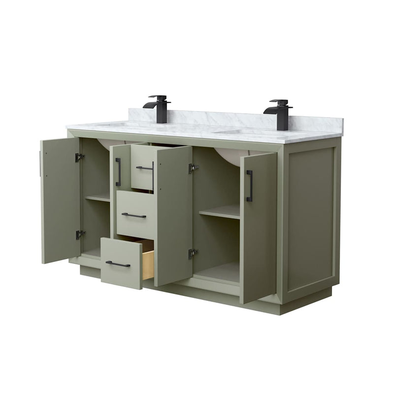 Strada 60" Free Standing Double Basin Vanity Set with Cabinet and Marble Vanity Top - image 10