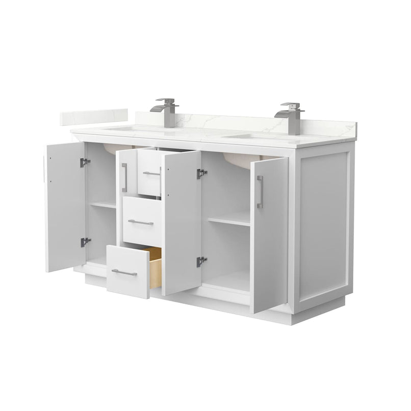 Strada 60" Free Standing Double Basin Vanity Set with Cabinet and Quartz Vanity Top - image 2