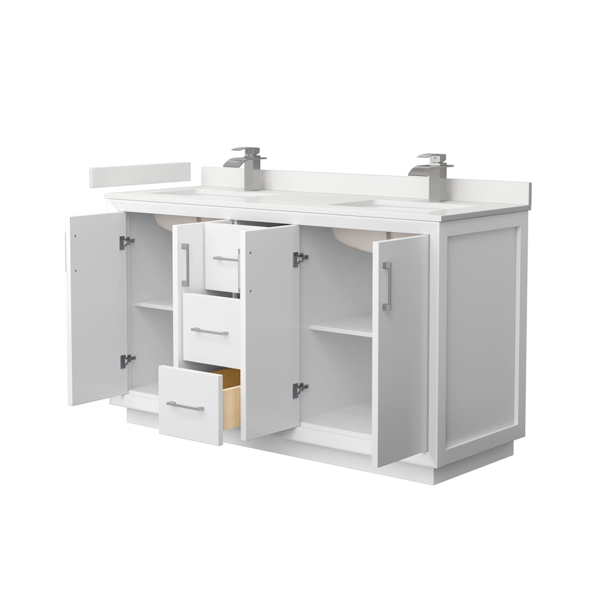 Strada 60" Free Standing Double Basin Vanity Set with Cabinet and Quartz Vanity Top - image 8