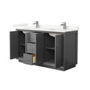 Strada 60" Free Standing Double Basin Vanity Set with Cabinet and Quartz Vanity Top - image 12