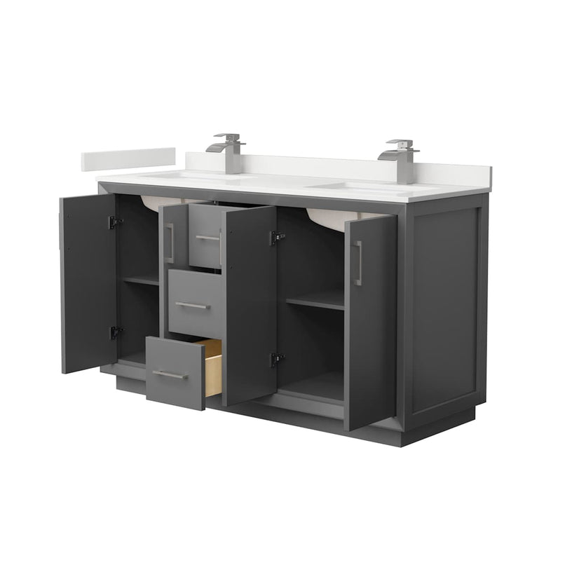 Strada 60" Free Standing Double Basin Vanity Set with Cabinet and Quartz Vanity Top - image 13