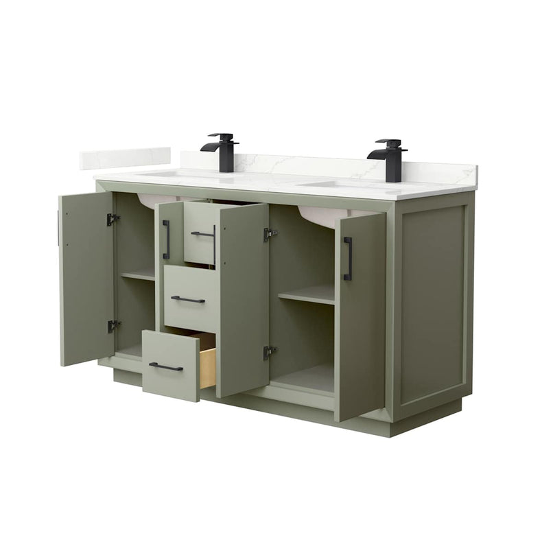 Strada 60" Free Standing Double Basin Vanity Set with Cabinet and Quartz Vanity Top - image 18