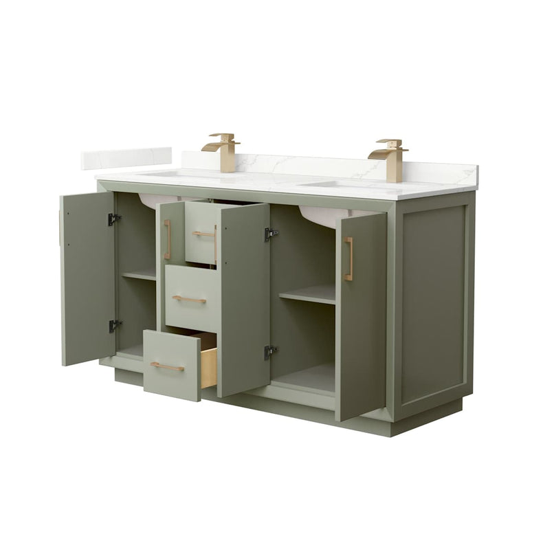 Strada 60" Free Standing Double Basin Vanity Set with Cabinet and Quartz Vanity Top - image 19