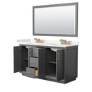 Strada 60" Free Standing Double Basin Vanity Set with Cabinet, Quartz Vanity Top, and Framed Mirror - image 16