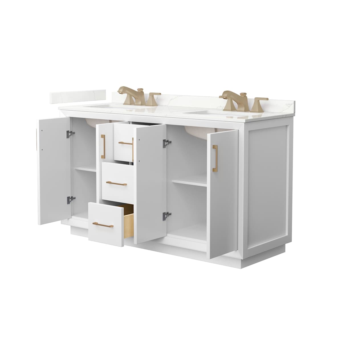 Strada 60" Free Standing Double Basin Vanity Set with Cabinet and Quartz Vanity Top - image 10