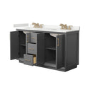 Strada 60" Free Standing Double Basin Vanity Set with Cabinet and Quartz Vanity Top - image 15