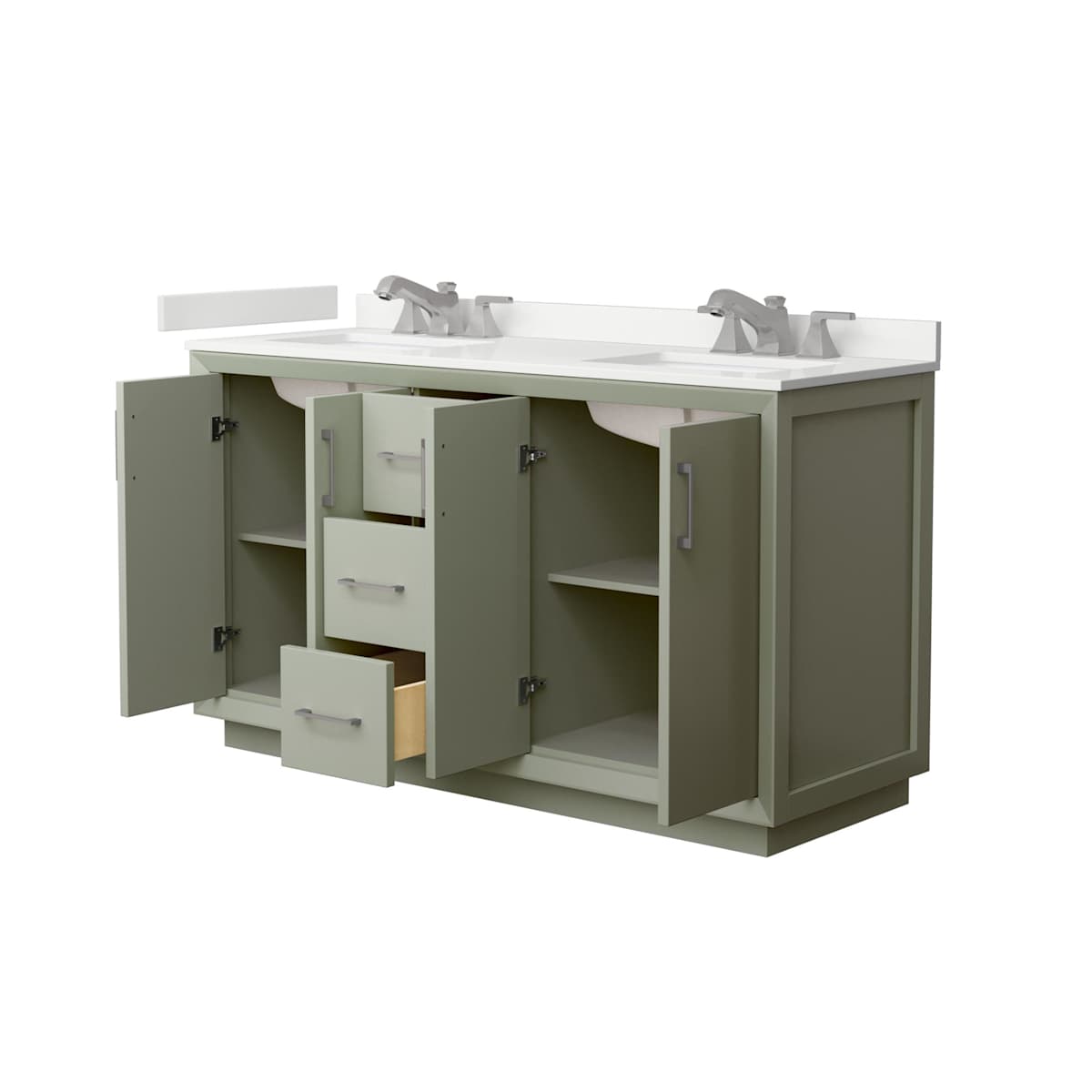 Strada 60" Free Standing Double Basin Vanity Set with Cabinet and Quartz Vanity Top - image 17