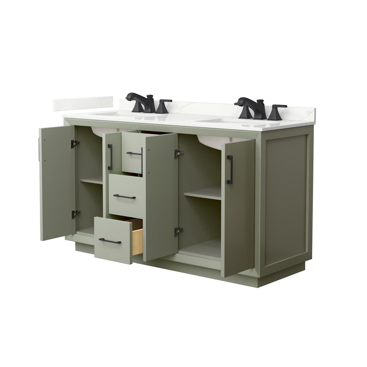 Strada 60" Free Standing Double Basin Vanity Set with Cabinet and Quartz Vanity Top - image 18