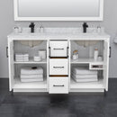 Strada 60" Free Standing Double Basin Vanity Set with Cabinet, Cultured Marble Vanity Top, and Framed Mirror - image 3