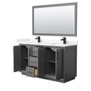 Strada 60" Free Standing Double Basin Vanity Set with Cabinet, Cultured Marble Vanity Top, and Framed Mirror - image 9