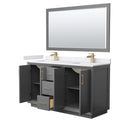 Strada 60" Free Standing Double Basin Vanity Set with Cabinet, Cultured Marble Vanity Top, and Framed Mirror - image 11